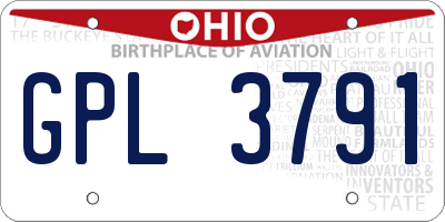 OH license plate GPL3791