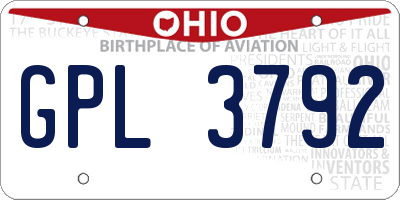 OH license plate GPL3792