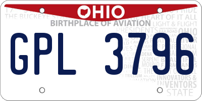 OH license plate GPL3796
