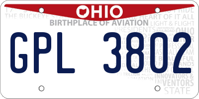 OH license plate GPL3802