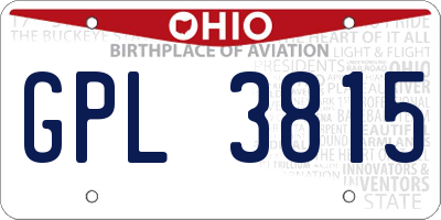 OH license plate GPL3815