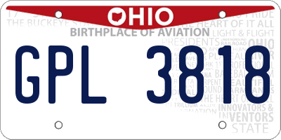 OH license plate GPL3818