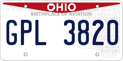 OH license plate GPL3820