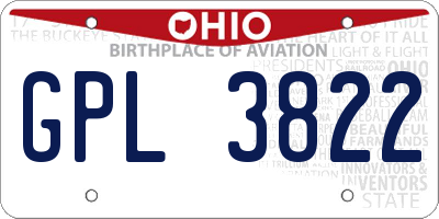 OH license plate GPL3822