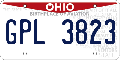 OH license plate GPL3823