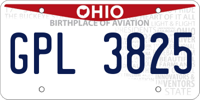OH license plate GPL3825