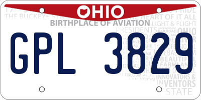 OH license plate GPL3829