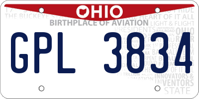 OH license plate GPL3834