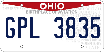 OH license plate GPL3835