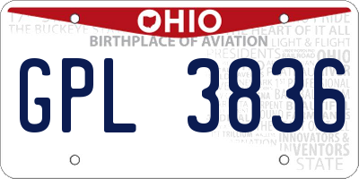 OH license plate GPL3836