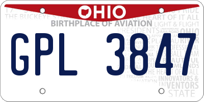 OH license plate GPL3847
