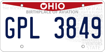 OH license plate GPL3849