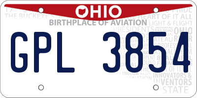 OH license plate GPL3854
