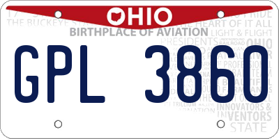 OH license plate GPL3860