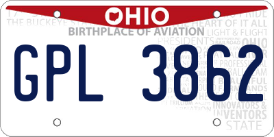 OH license plate GPL3862