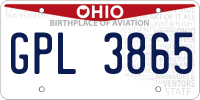 OH license plate GPL3865