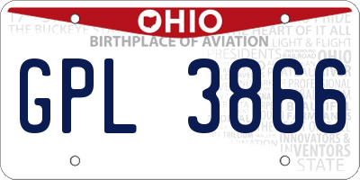 OH license plate GPL3866