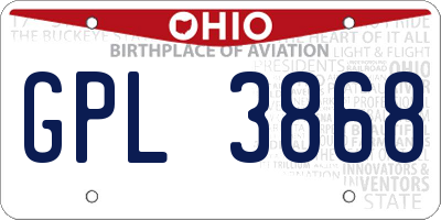 OH license plate GPL3868