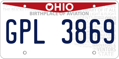 OH license plate GPL3869