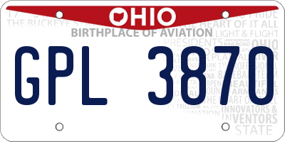 OH license plate GPL3870
