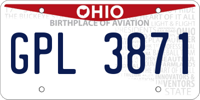 OH license plate GPL3871