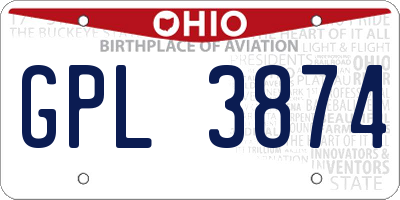 OH license plate GPL3874