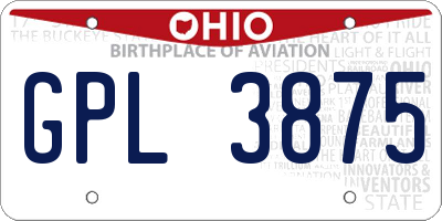 OH license plate GPL3875