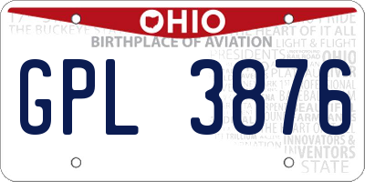 OH license plate GPL3876