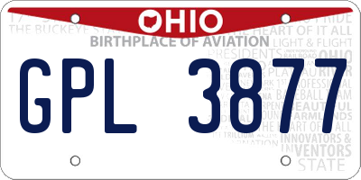 OH license plate GPL3877