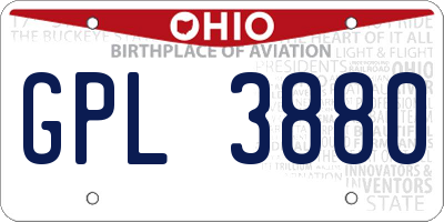 OH license plate GPL3880