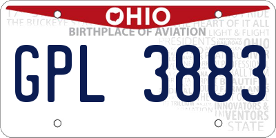OH license plate GPL3883