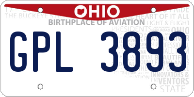 OH license plate GPL3893