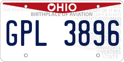 OH license plate GPL3896