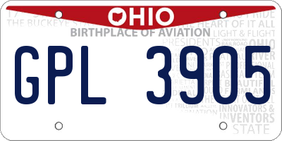 OH license plate GPL3905
