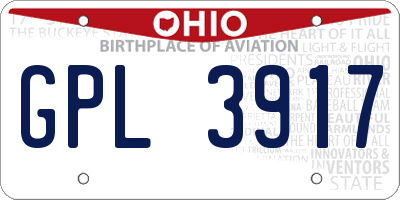 OH license plate GPL3917