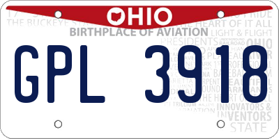 OH license plate GPL3918