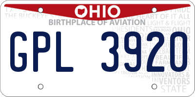OH license plate GPL3920