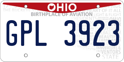 OH license plate GPL3923