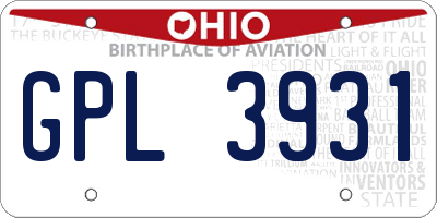 OH license plate GPL3931