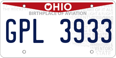 OH license plate GPL3933