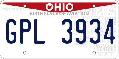 OH license plate GPL3934