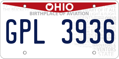 OH license plate GPL3936