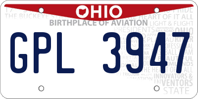 OH license plate GPL3947