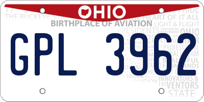 OH license plate GPL3962