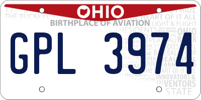 OH license plate GPL3974