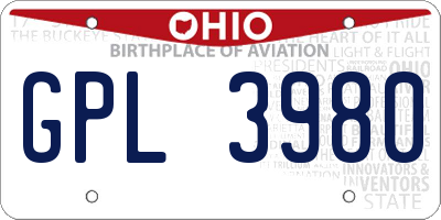 OH license plate GPL3980