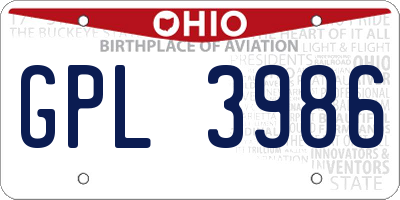 OH license plate GPL3986