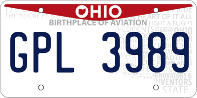 OH license plate GPL3989