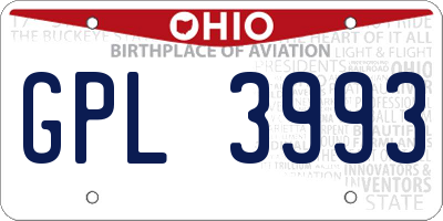 OH license plate GPL3993