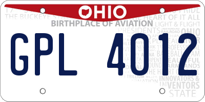 OH license plate GPL4012